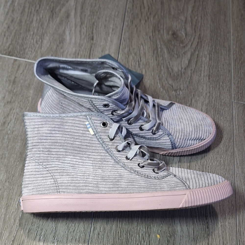 New TOMS Camarillo High Top Womans Sneakers size 5 Cement Corduroy NWT - Picture 2 of 6